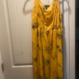 Forever 21 Yellow and Blue Sleeveless Cowl Neck Maxi Sundress
